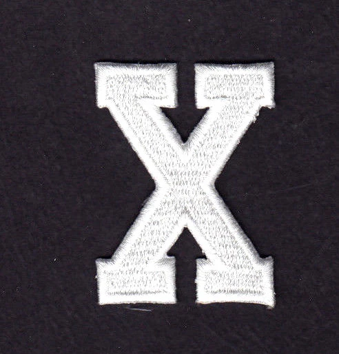 LETTERS - WHITE BLOCK LETTER "X" (1 7/8") - Iron On Embroidered Applique Patch - Image 1 of 1