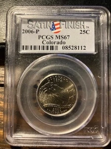 2006 P COLORADO STATE QUARTER PCGS MS67 SATIN FINISH - Picture 1 of 2