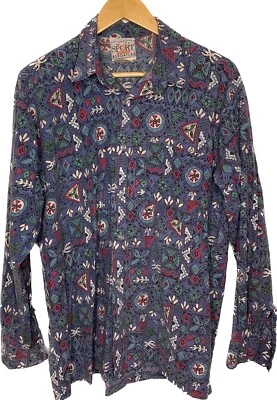 Camisa vintage estampada con botones para hombre grande Aeroatlas manga larga arte Foto 1 de 4
