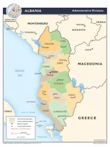 Albanien Politische Verwaltung Provinz Karte Land Nation Poster Druck XL - Bild 1 von 1