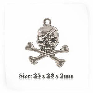 10 Argento Tibetano Antico Vintage Stile Teschio Ciondoli Steampunk 100s - Picture 1 of 2