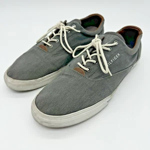 Tommy Hilfiger Grey Canvas Sneakers Shoes TMPHELIPO Men's 12 Classic Retro Boat - Picture 1 of 18