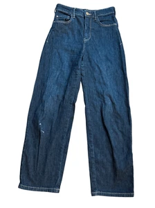 Pantalones de mezclilla Anthropologie Pilcro tiro alto pierna ancha para mujer talla 26 azul oscuro lavado - Imagen 1 de 11
