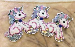 3 Pcs Rainbow Unicorn Sequin Appliqué 5inch Sew Glue Iron On Patches Accessories - Picture 1 of 3