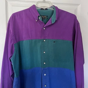 Camicia uomo vintage colori by Alexander Julian con bottoni grande usata in ottime condizioni anni 90 - Foto 1 di 4