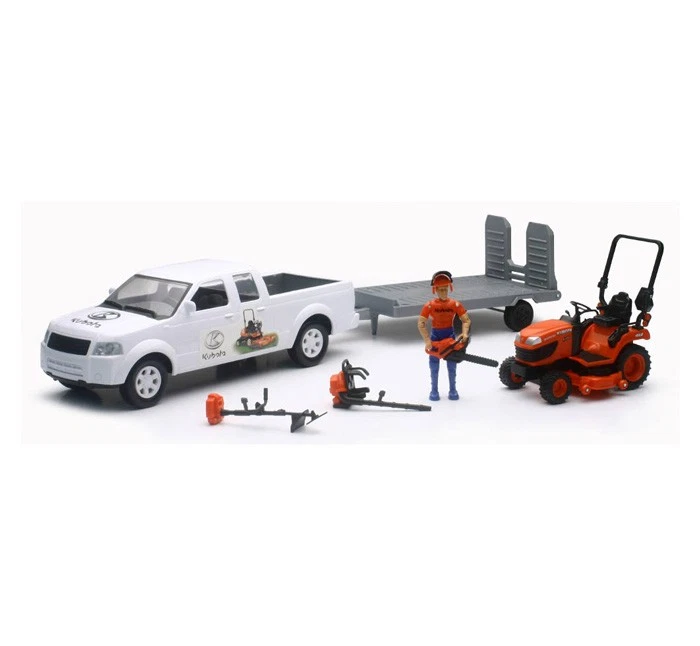 New Ray 1/18 Pickup Truck & Trailer Kubota Mower Figure & Accessories SS-33263A - Image 1 of 1