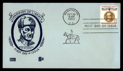 Mayfairstamps US FDC 1960 Gustaf Mannerheim 8c First Day Cover aau_50713 - Image 1 of 2