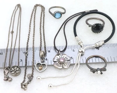 Lote de anillos de cristal vintage ALE 925 plata esterlina Pandora joyería collar talla 6,5 Foto 1 de 4