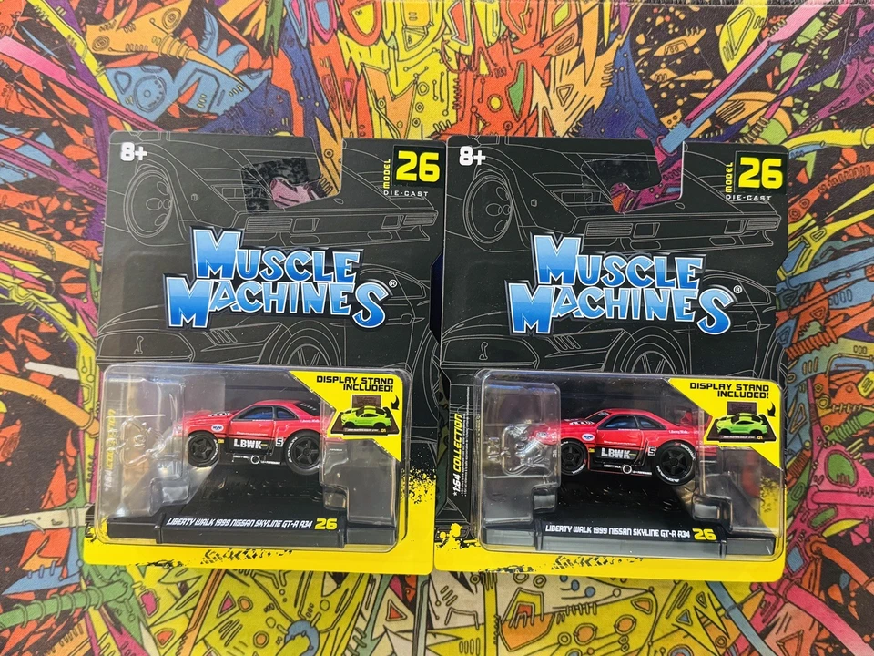 Muscle Machines Liberty Walk 1999 Nissan Skyline GT-R R34 26 series 5 Set/Lot X2 - Image 1 of 1