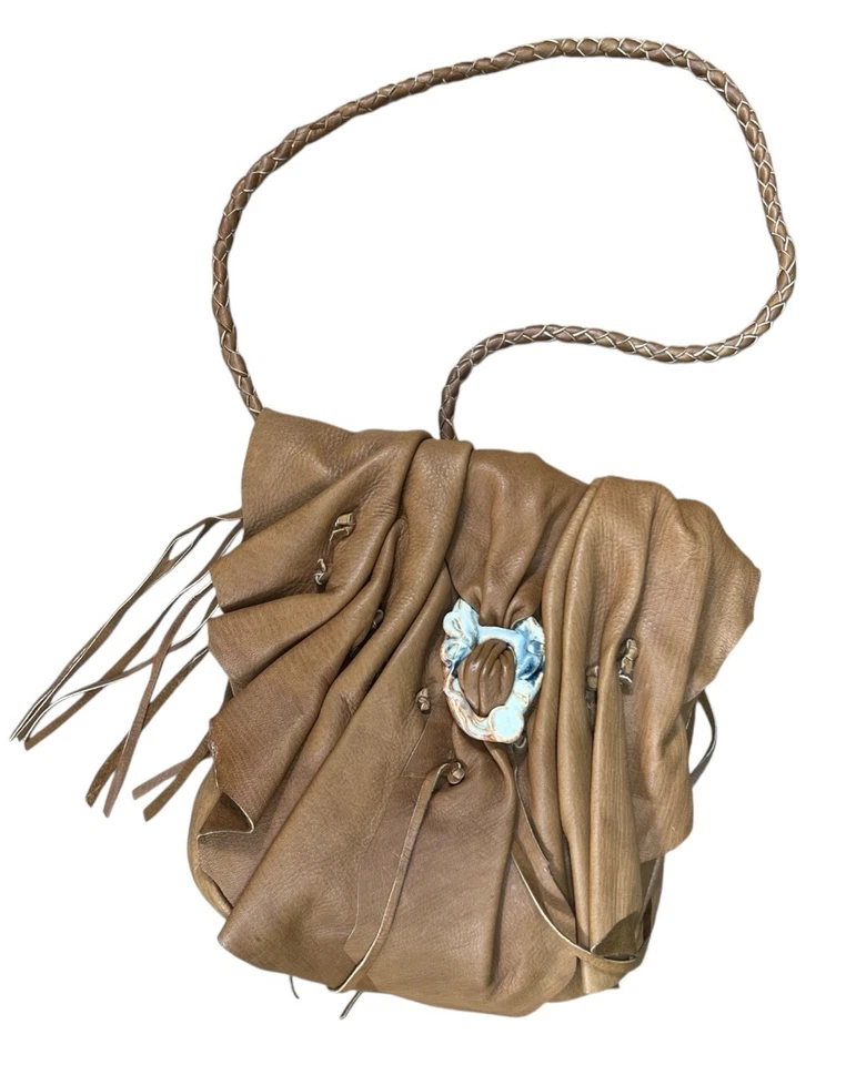 De Colección Carol Kotozre #6 Bolso con flecos de cuero de piel de ciervo holgado Boho Stone Accent Foto 1 de 4