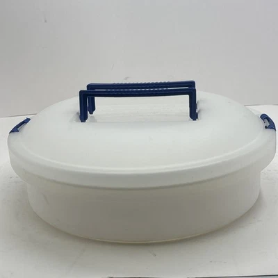 Portador de cupcakes Iris Schwartz pastel redondo 12x12x3 1-77-722 mango azul Foto 1 de 4