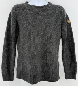 Fjallraven Sweater Women M 100% Wool Ovik Structure Charcoal Gray Knit Outdoor - Picture 1 of 12