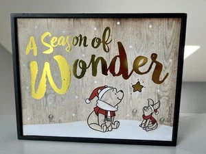 Disney Winnie The Pooh & Piglet “A Season Of Wonder” Wood Wall Plaque 9x7x1 - Picture 1 of 7