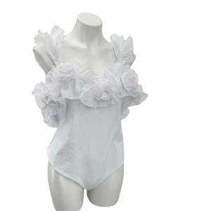 Free People Revolve Until Next Time Bodysuit White Women's Tops SZ XL NEW Ruffle - Picture 1 of 8