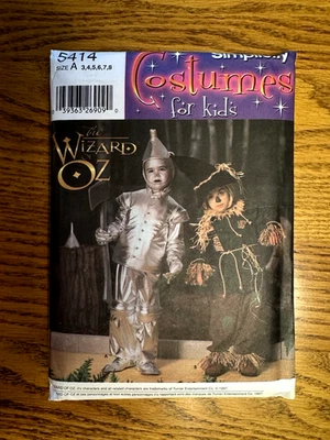 UNCUT Vintage SIMPLICITY 5414 KIDS WIZARD OF OZ TIN MAN +  SCARECROW PATTERN 3-8 - Image 1 of 4