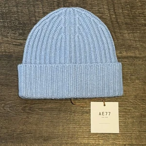 AE77 American Eagle AE Cashmere Beanie Cap Winter Hat 100% Cashmere Baby Blue - Picture 1 of 5