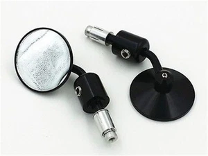 7/8" Handlebar Bar End 3" Convex Mirror For Honda Kawasaki Suzuki Yamaha Cafe CB - Picture 1 of 9