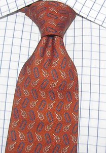 Outstanding Coach Rust Color with Blue & Gray Silk Tie 4 X60 - Foto 1 di 4
