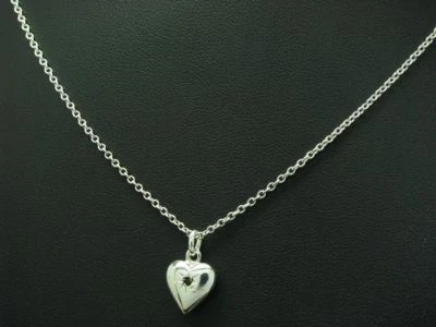 835 Argento Catena & 925 Cuore Pendente/Pietra di Vetro Ricoperto / Liebe / - Immagine 1 di 3