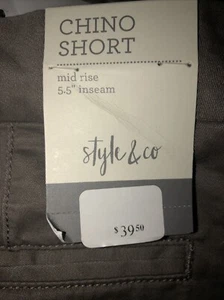 Style & Co 18 NWT Chino Shorts Short Mid Rise 5.5 Inseam Willow Bark Taupe  $47 - Picture 1 of 8