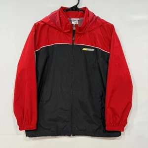 Vintage Reebok Men's Windbreaker Jacket L Red Black Full Zip Hooded 90s - Picture 1 of 4