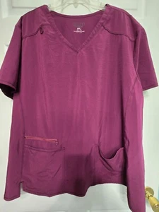 Allura/Cherokee Scrub Top Size 4XL-Wine/Maroon V-Neck-Chest 30"/L 30" - Picture 1 of 5