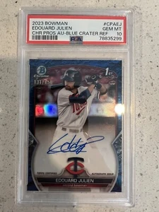 2023 Bowman Chrome 1st Edouard Julien Blue Crater Refractor Auto /150 PSA 10 Gem - Picture 1 of 2
