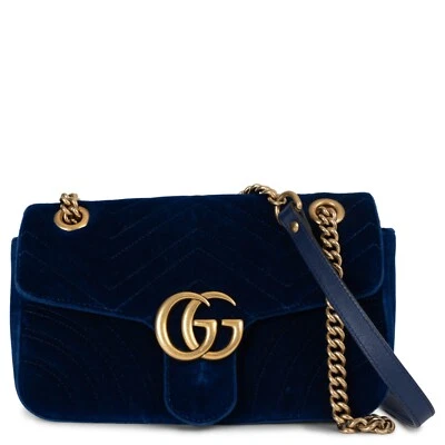 71633 подлинный GUCCI сапфир синий GG MARMONT маленький матлассе бархата наплечная сумка - Изображение 1 из 4