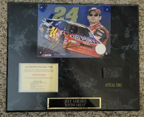 Jeff Gordon "Racing Great" Racing Plaque with Tire Piece Cover