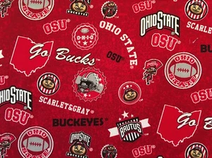 OHIO STATE UNIVERSITY BUCKEYES Cotton Fabric 1/2 yard (18" x 42") - Home State - Picture 1 of 3