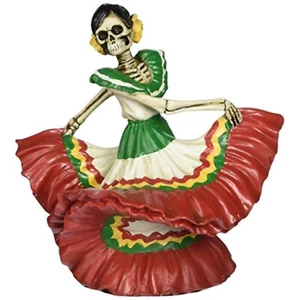 Red Skeleton Dancing Senorita Day of the Dead Dia de Los Muertos Figurine - Picture 1 of 2