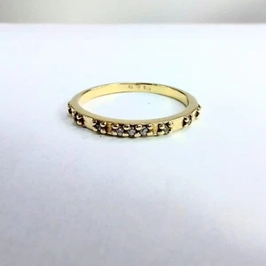 Sterling Silver 925 Gold Plated Band Ring Black Gemstone Round Cut P 1/2 - Foto 1 di 15