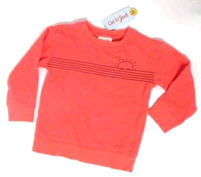 NEW MSRP $10.00 Cat & Jack Toddler Girls Sunny Vibes Coral Sweatshirt - 5T - Image 1 of 4