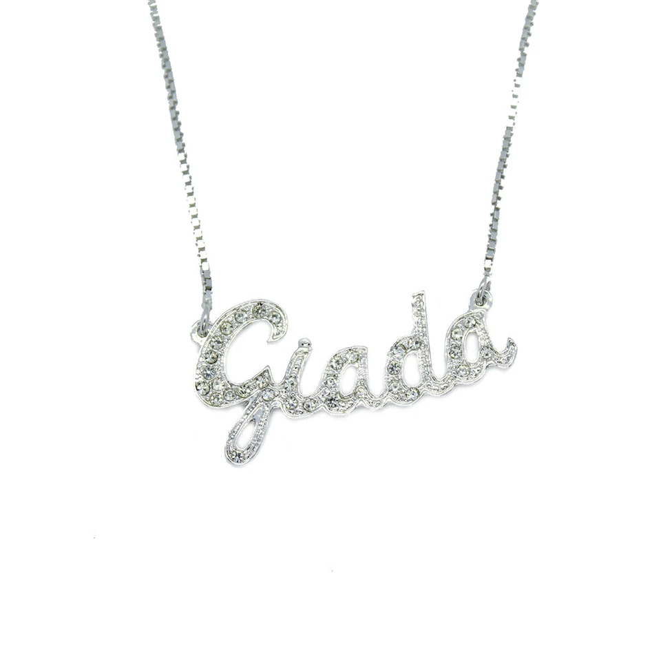Collana nome GIADA in argento donna con strass maglia veneziana  - Immagine 1 di 1