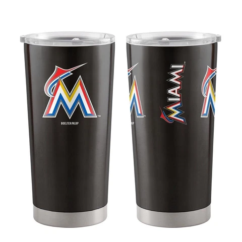 Miami Marlins 20oz Stainless Steel Travel Tumbler MLB Mug Glass Cup Cover