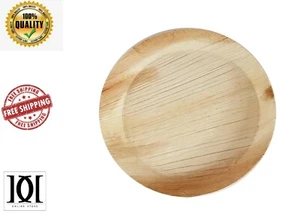 Natural Round Areca Leaf Plates - 5 Pieces 9" Tray Round Natural & Biodegradable - Picture 1 of 6