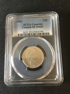 1902 barber quarter pcgs xf detail cleaned - Picture 1 of 4