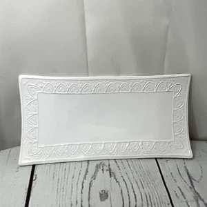 Tavola Bella Italia Blanco Rectángulo Cerámica Bandeja para Servir Plato Borde Decorativo - Imagen 1 de 20