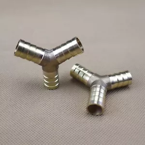 2Pcs Way Brass Hose Barb Fitting Pipe Tubing Splicer Fuel Water Gas Air 1/2"Y-3 - Picture 1 of 6