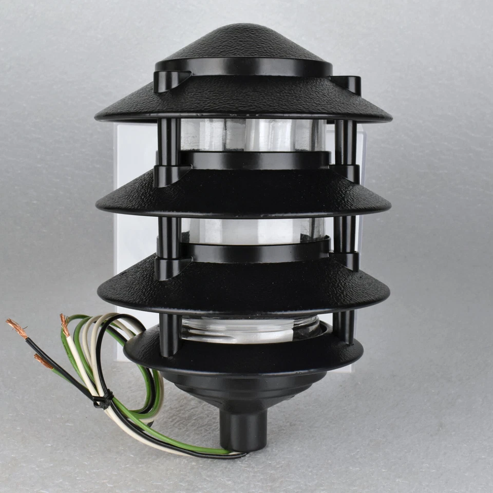 Adjusta-Post Outdoor 4-Tier Black Metal Pagoda Path Light Fluorescent 100W NOS - Image 1 of 4