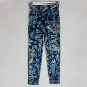 Gap Fit Dry Girls Leggings Size 2XL Blue Butterfly Pattern Yoga Active Fitness - Picture 1 of 9
