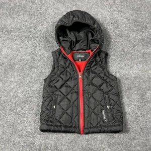 Diesel Vest Boys 5/6 Black Hooded Quilted Fleece Lining Zip-Up Pocket Puffer - Picture 1 of 11