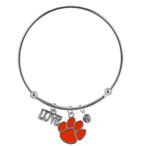 New Love Clemson Tigers Wire Bangle Charm Bracelet,Gift for Her Mom Cover