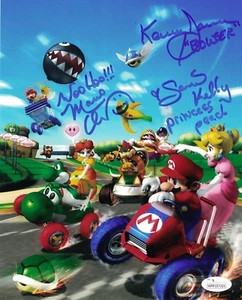 Super Mario Cast x3 Signed Charles Martinet & Samantha Kelly 8x10 Photo JSA COA - Picture 1 of 2