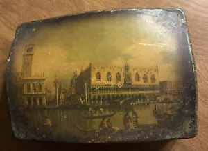Vintage Italian Riverboat Water People City Scene Handmade Trinket Box Italy R1 - Imagen 1 de 24
