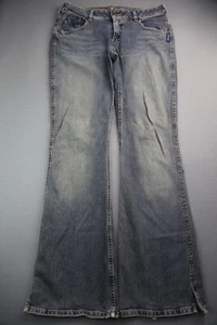 Jeans donna vintage argento svasato elasticizzato invecchiato taglia 30x33 made in Canada - Foto 1 di 12