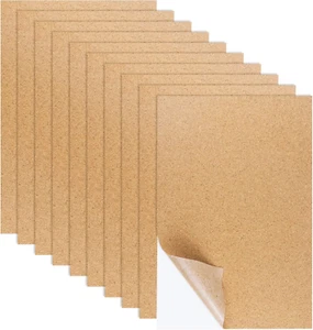 10 PCS Self-Adhesive Cork Sheets 11.81 X 8.26 Inches, 1Mm (0.04 Inch) Thick, Cor - Picture 1 of 12