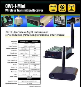 CWL-1-MINI MPEG 4 ENCODING PRO AV WIRELESS TRANSMITTER+RECEIVER AUDIO VIDEO TXRX - Picture 1 of 2