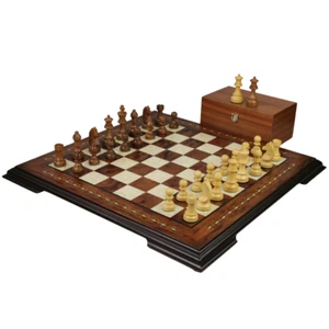 Rosewood Chess Set 17 Inch with Helena Chess Board and Weighted Sheesham German  - Picture 1 of 11