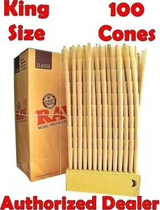 Raw Classic King Size pre rolled cones With Filter tips (100 Cones) AUTHENTIC - Picture 1 of 4